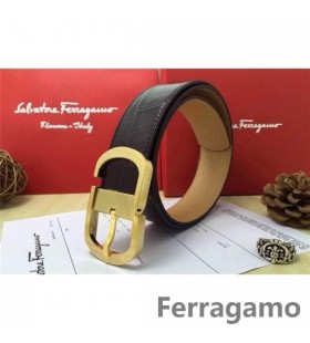 Ferragamo Mild Monster läder bälte med dubbla gancini spänne GM136