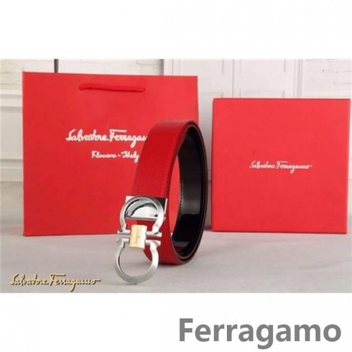 Ferragamo Gentil Monstruo de cinturón de cuero con doble gancini hebilla GM001