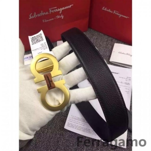 Ferragamo Gentil Monstruo de cinturón de cuero con doble gancini hebilla GM013