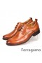 Ferragamo Aiden Patente Oxford Zapatos Marrón