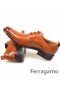 Ferragamo Aiden Patente Oxford Zapatos Marrón