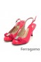 Ferragamo Flo Vara De Cuña De La Bomba De Color Rojo Oscuro De Descuento