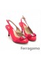 Ferragamo Flo Vara De Cuña De La Bomba De Color Rojo Oscuro De Descuento