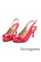 Ferragamo Flo Vara De Cuña De La Bomba De Color Rojo Oscuro De Descuento