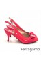 Ferragamo Flo Vara De Cuña De La Bomba De Color Rojo Oscuro De Descuento