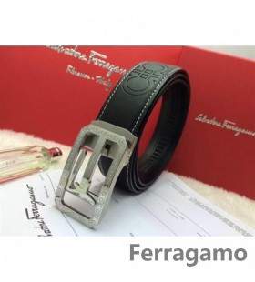 Ferragamo Gentil Monstruo de cinturón de cuero con doble gancini hebilla GM098