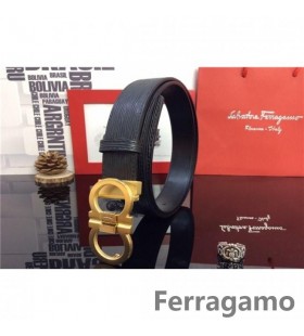 Ferragamo Gentil Monstruo de cinturón de cuero con doble gancini hebilla GM153