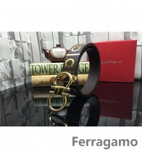 Ferragamo Gentil Monstruo de cinturón de cuero con doble gancini hebilla GM169