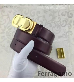 Ferragamo edición original ajustable de piel de becerro de cuero gancini cinturón OE025