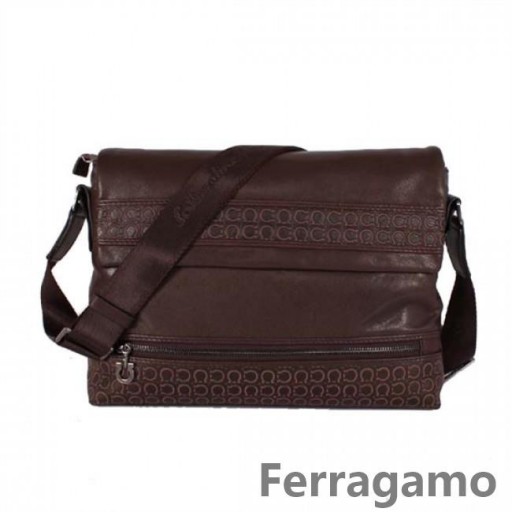Ferragamo Crossbody Kožená Hnědá Taška