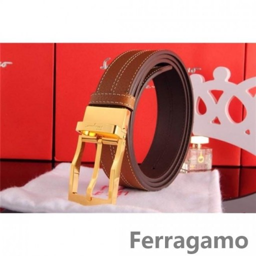 Ferragamo Jemný Monstrum kožený opasek s dvojitou gancini spony GM152