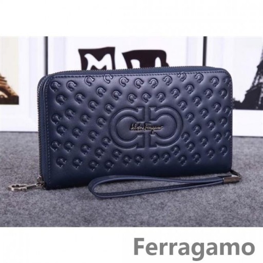 Ferragamo zip kolem peněženka tmavě modrá