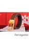 Ferragamo Jemný Monstrum kožený opasek s dvojitou gancini spony GM152