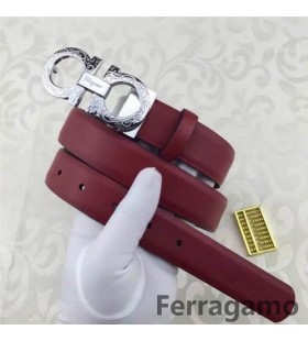 Ferragamo původní vydání nastavitelná telecí kůže gancini pás OE003