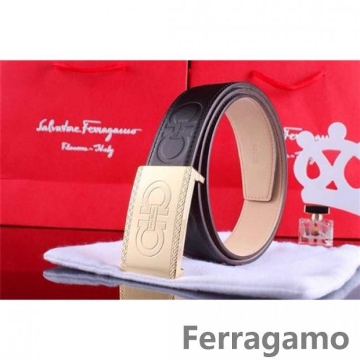 Ferragamo Zachtaardig Monster lederen riem met dubbele gancini gesp GM141