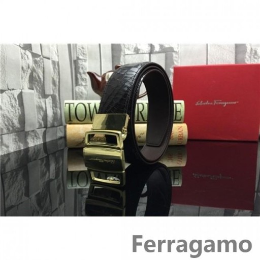 Ferragamo Zachtaardig Monster lederen riem met dubbele gancini gesp GM160