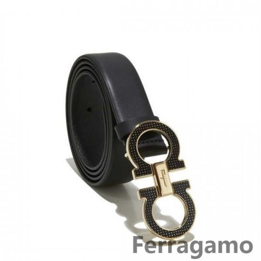 Salvatore Ferragamo Medium Geëmailleerde Dubbele Gancio Riem Verkoop SFS-UU225