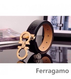 Ferragamo Zachtaardig Monster lederen riem met dubbele gancini gesp GM121