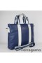 Ferragamo Sininen Nahka Logo Edessä Suuri Tote Bag