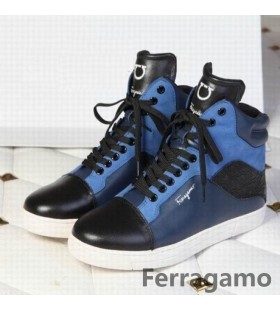 Ferragamo High Top Baskets Bleu