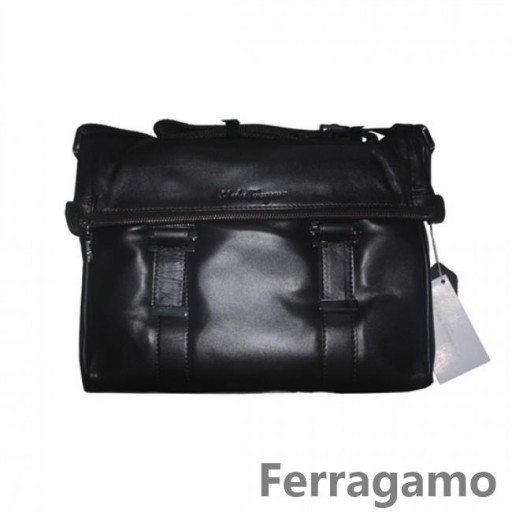 Ferragamo Leder-Hickory Große Messenger Bag