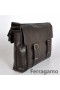 Ferragamo Leder-Hickory Große Messenger Bag