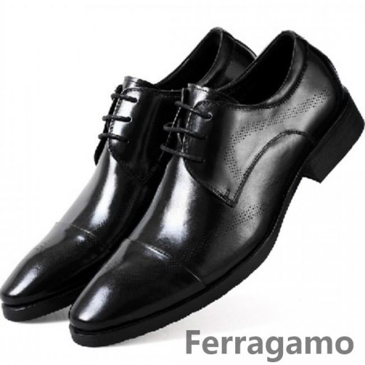Ferragamo Τρύπα Αέρα Καφέ Μαύρα Δερμάτινα Παπούτσια Πώληση