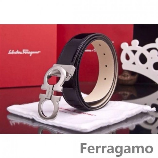 Ferragamo Gentle Monster δερμάτινη ζώνη με διπλό gancini πόρπη GM094