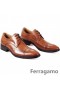 Ferragamo Τρύπα Αέρα Καφέ Μαύρα Δερμάτινα Παπούτσια Πώληση