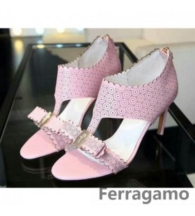 Ferragamo Αστράγαλο-Δαντελλών Λουριών Vara Σανδάλια Pink